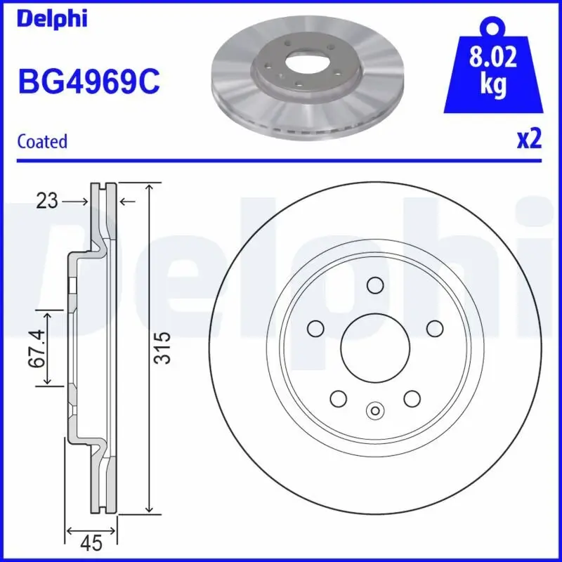 Bremsscheibe DELPHI BG4969C Bild Bremsscheibe DELPHI BG4969C