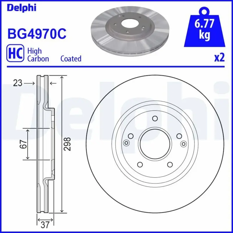 Bremsscheibe Vorderachse DELPHI BG4970C