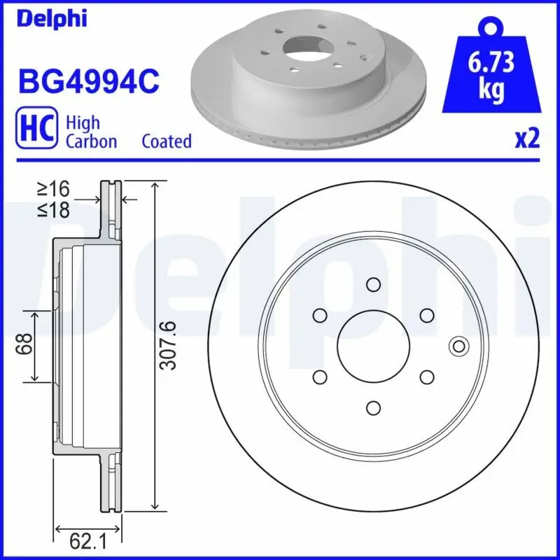 Bremsscheibe Hinterachse DELPHI BG4994C