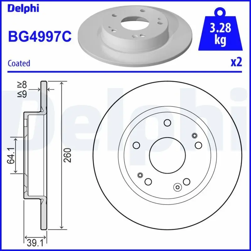 Bremsscheibe Hinterachse DELPHI BG4997C