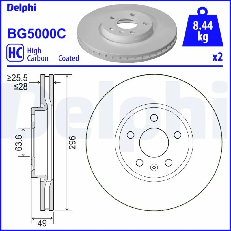 Bremsscheibe DELPHI BG5000C Bild Bremsscheibe DELPHI BG5000C