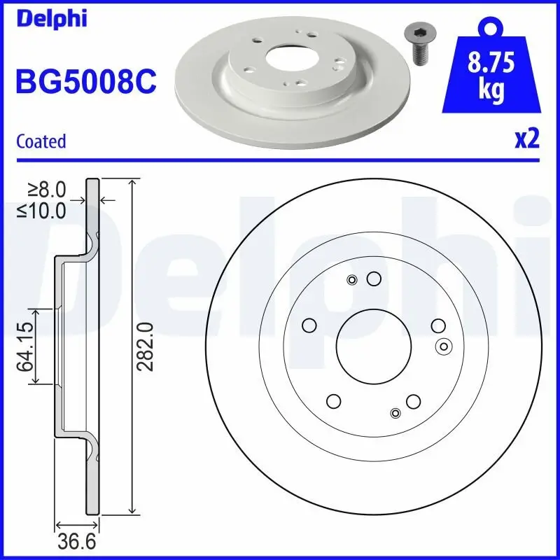 Bremsscheibe Hinterachse DELPHI BG5008C