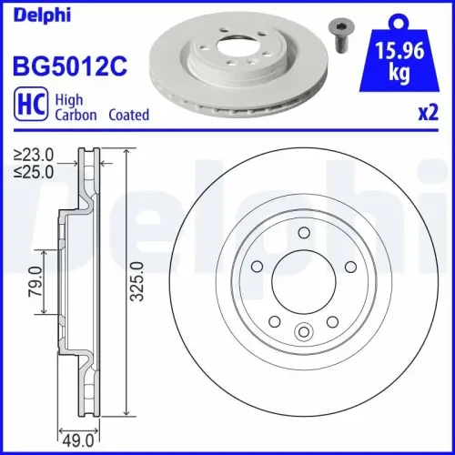 Bremsscheibe Hinterachse DELPHI BG5012C Bild Bremsscheibe Hinterachse DELPHI BG5012C