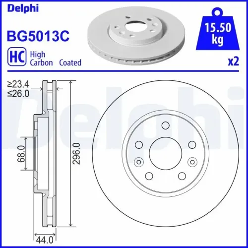 Bremsscheibe DELPHI BG5013C Bild Bremsscheibe DELPHI BG5013C