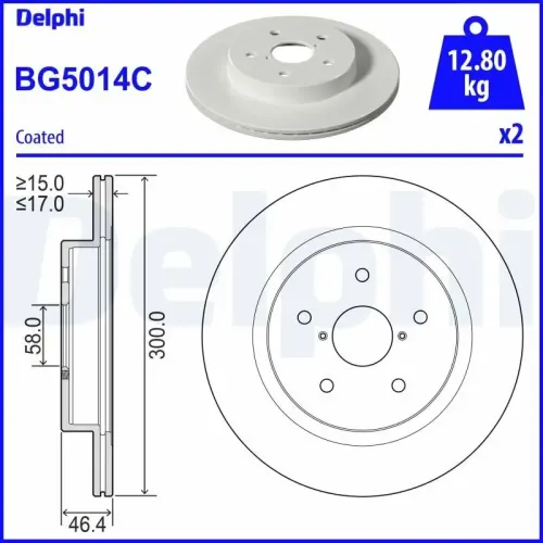 Bremsscheibe Hinterachse DELPHI BG5014C Bild Bremsscheibe Hinterachse DELPHI BG5014C