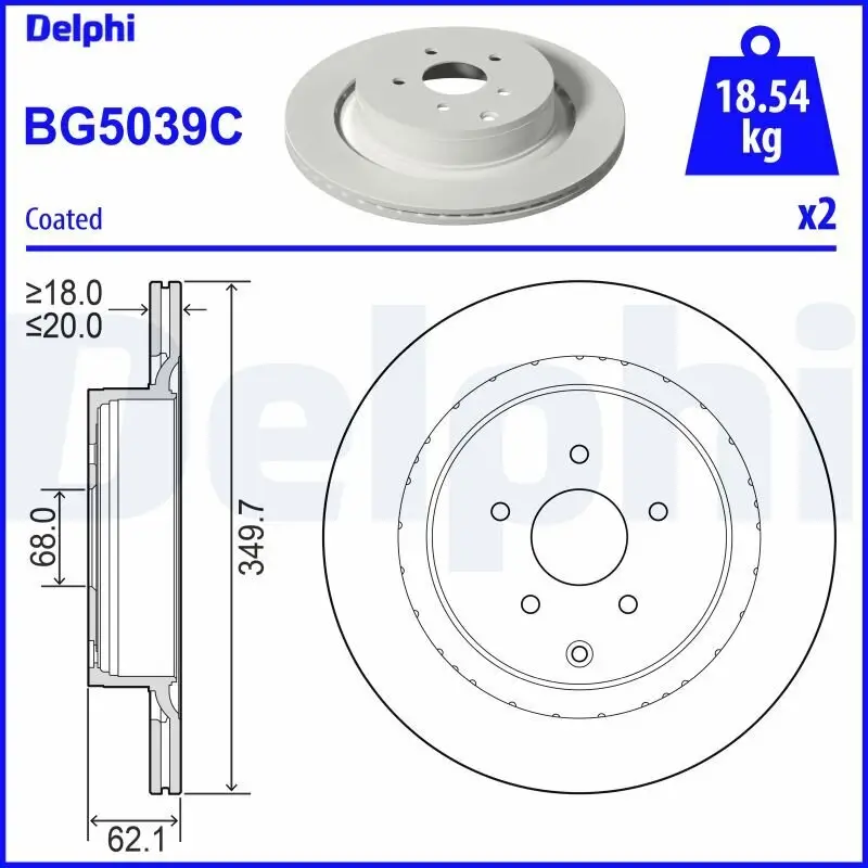 Bremsscheibe Hinterachse DELPHI BG5039C