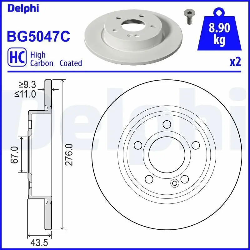 Bremsscheibe DELPHI BG5047C