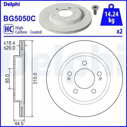 Bremsscheibe Hinterachse DELPHI BG5050C Bild Bremsscheibe Hinterachse DELPHI BG5050C