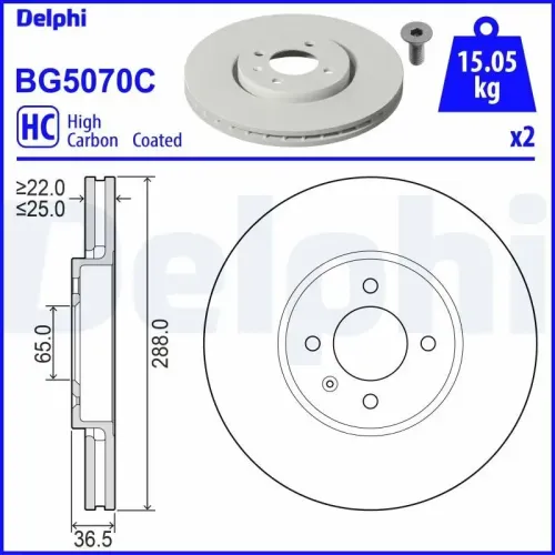 Bremsscheibe DELPHI BG5070C Bild Bremsscheibe DELPHI BG5070C