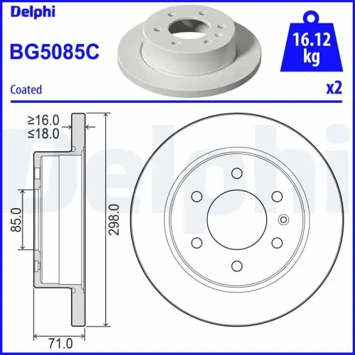 Bremsscheibe DELPHI BG5085C Bild Bremsscheibe DELPHI BG5085C