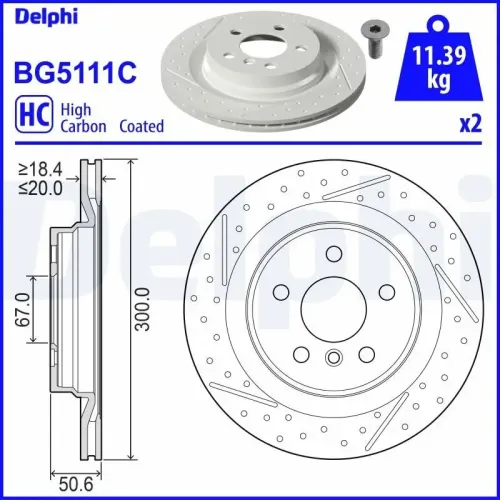 Bremsscheibe Hinterachse DELPHI BG5111C Bild Bremsscheibe Hinterachse DELPHI BG5111C