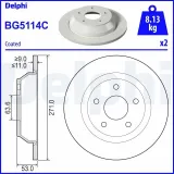 Bremsscheibe Hinterachse DELPHI BG5114C