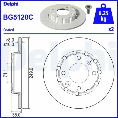 Bremsscheibe DELPHI BG5120C Bild Bremsscheibe DELPHI BG5120C