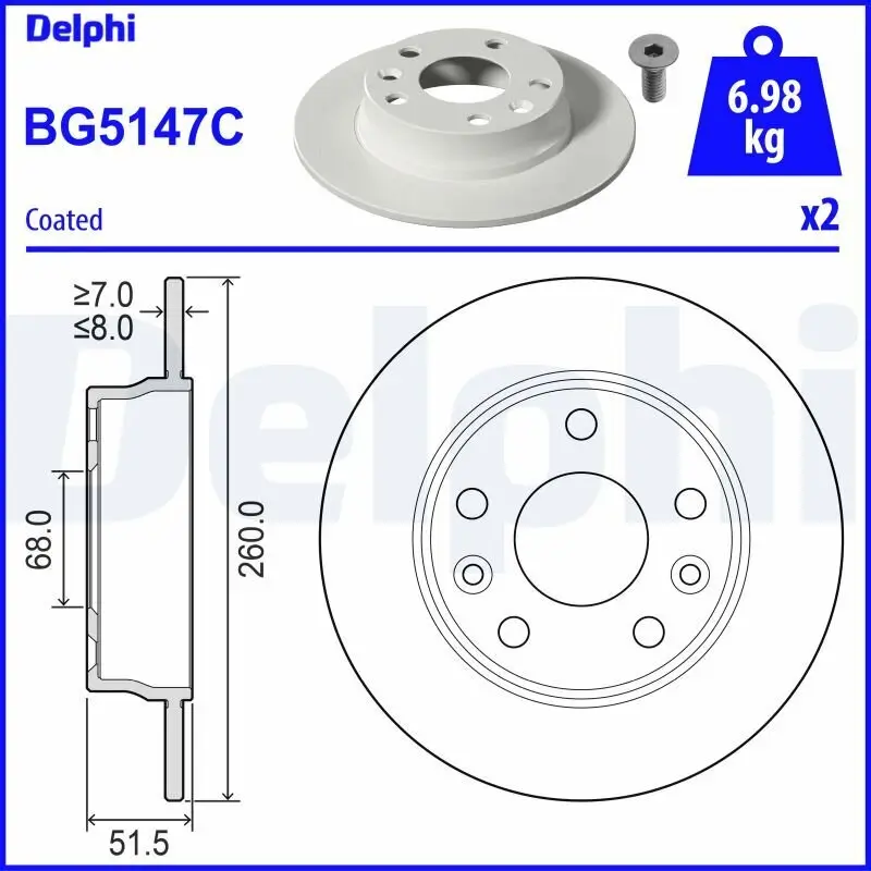 Bremsscheibe DELPHI BG5147C