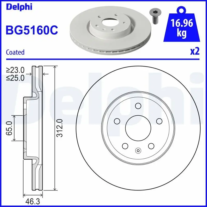 Bremsscheibe Vorderachse DELPHI BG5160C