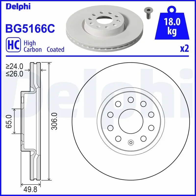 Bremsscheibe DELPHI BG5166C