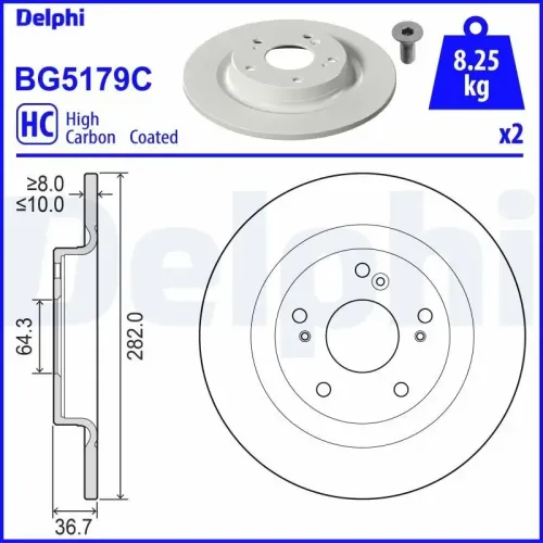 Bremsscheibe DELPHI BG5179C Bild Bremsscheibe DELPHI BG5179C