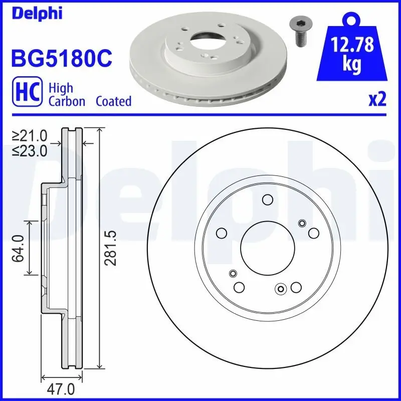 Bremsscheibe DELPHI BG5180C