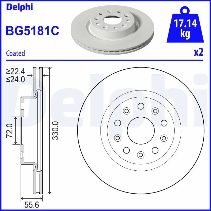 Bremsscheibe Vorderachse DELPHI BG5181C