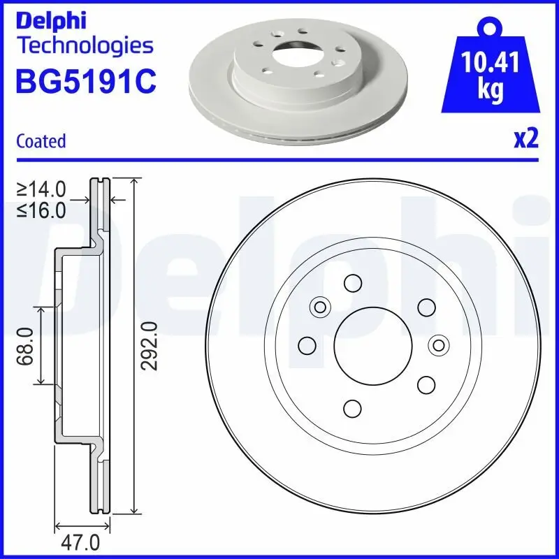 Bremsscheibe DELPHI BG5191C Bild Bremsscheibe DELPHI BG5191C