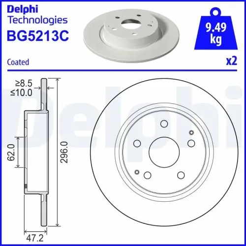 Bremsscheibe DELPHI BG5213C Bild Bremsscheibe DELPHI BG5213C