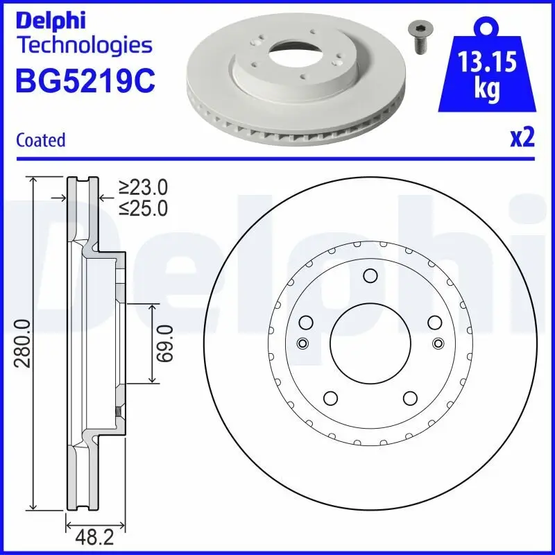 Bremsscheibe Vorderachse DELPHI BG5219C