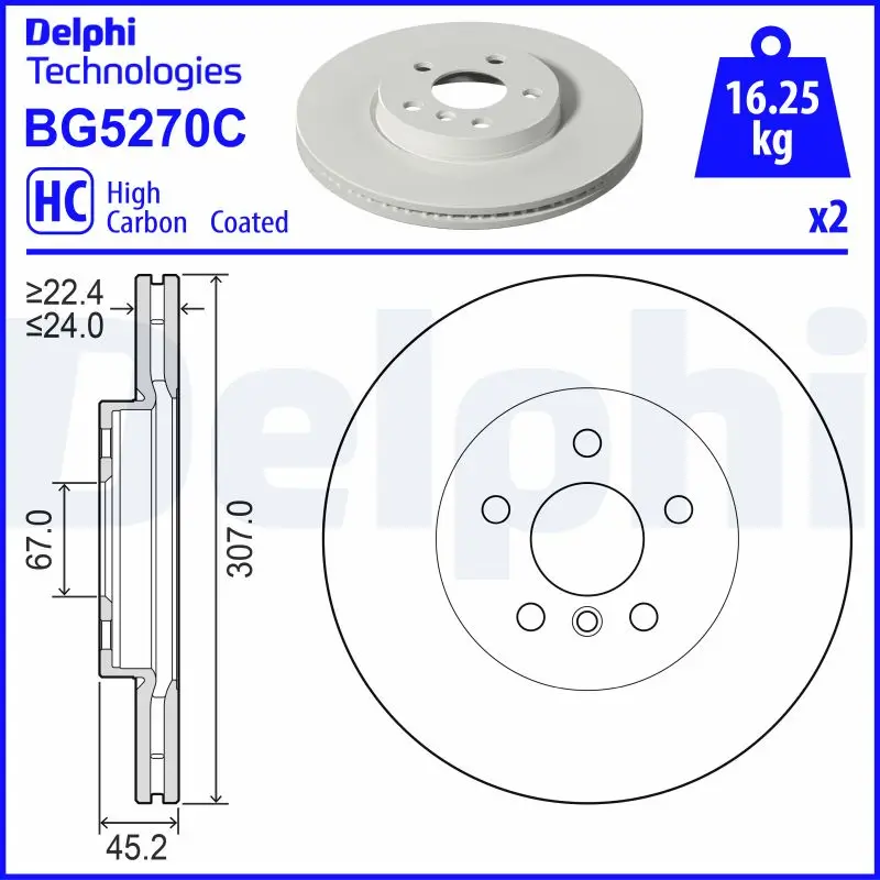 Bremsscheibe Vorderachse DELPHI BG5270C