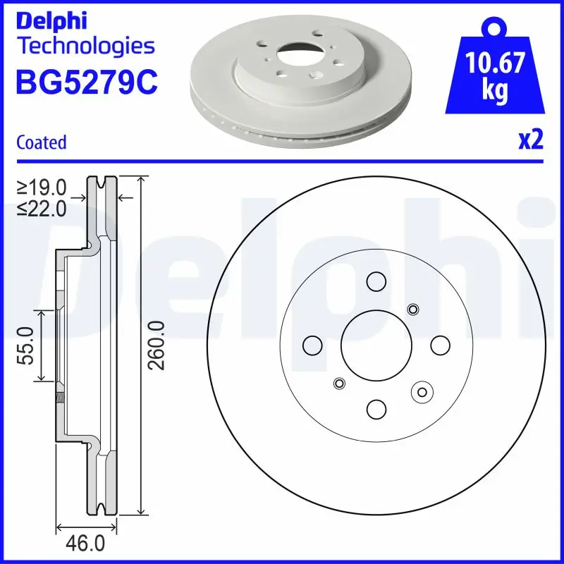 Bremsscheibe Vorderachse DELPHI BG5279C