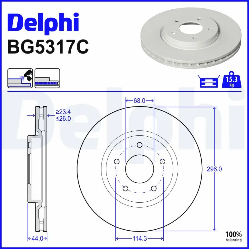 Bremsscheibe Vorderachse DELPHI BG5317C