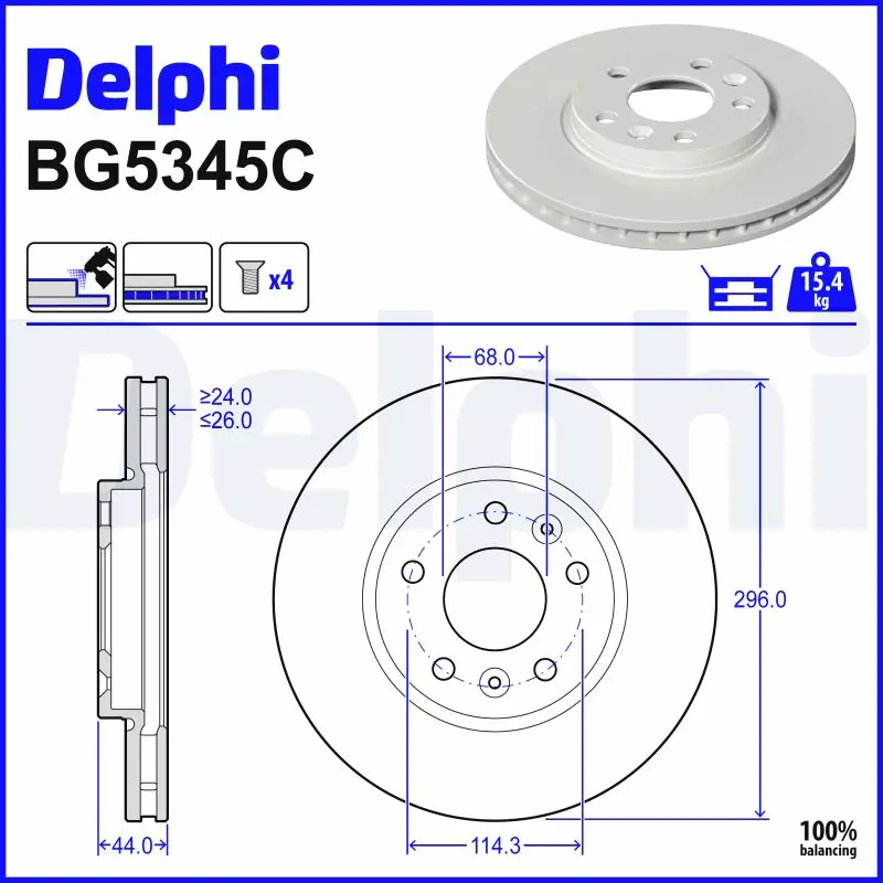 Bremsscheibe Vorderachse DELPHI BG5345C