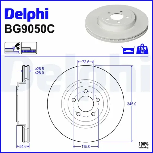 Bremsscheibe DELPHI BG9050C Bild Bremsscheibe DELPHI BG9050C