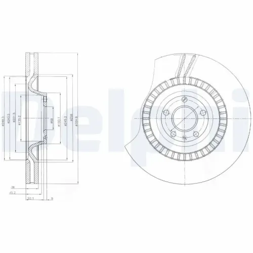 Bremsscheibe Vorderachse DELPHI BG9065C Bild Bremsscheibe Vorderachse DELPHI BG9065C