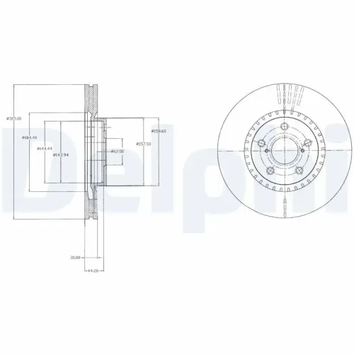 Bremsscheibe Vorderachse DELPHI BG9074 Bild Bremsscheibe Vorderachse DELPHI BG9074