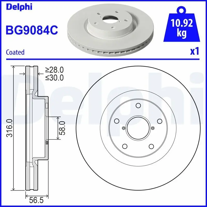 Bremsscheibe Vorderachse DELPHI BG9084C