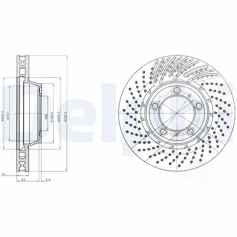 Bremsscheibe Vorderachse Vorderachse rechts DELPHI BG9095C