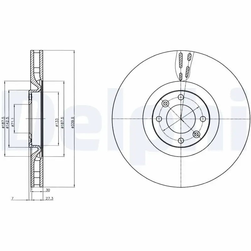 Bremsscheibe Vorderachse DELPHI BG9107C