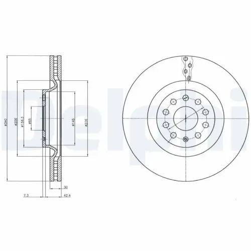 Bremsscheibe DELPHI BG9109C Bild Bremsscheibe DELPHI BG9109C