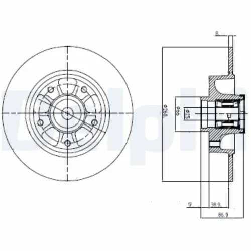 Bremsscheibe Hinterachse DELPHI BG9112RS Bild Bremsscheibe Hinterachse DELPHI BG9112RS