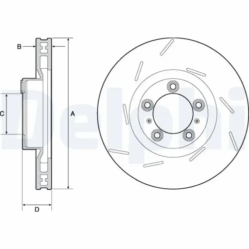 Bremsscheibe Vorderachse Vorderachse links DELPHI BG9128C Bild Bremsscheibe Vorderachse Vorderachse links DELPHI BG9128C