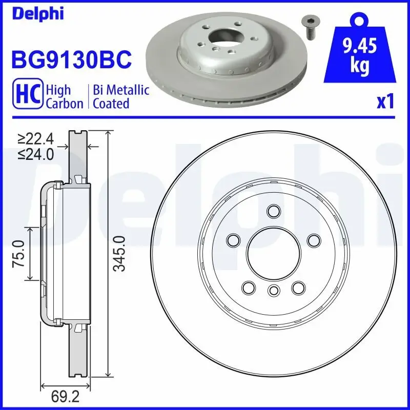 Bremsscheibe DELPHI BG9130BC