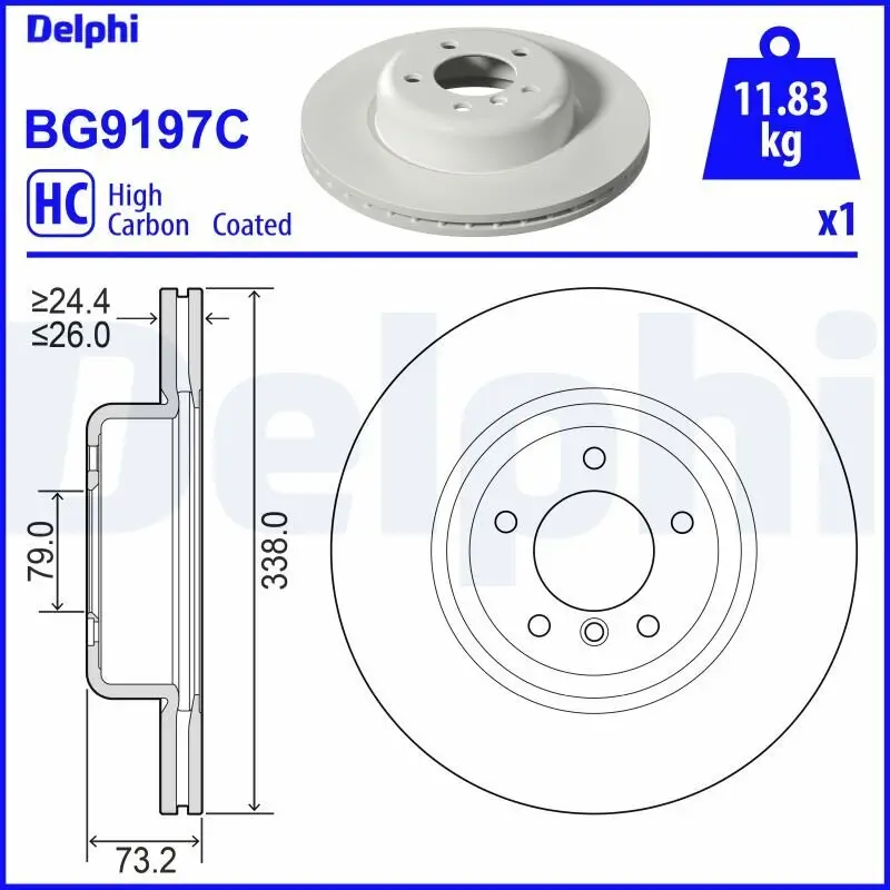 Bremsscheibe Vorderachse DELPHI BG9197C