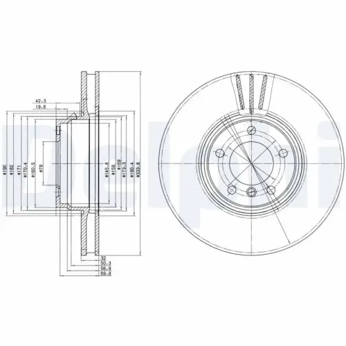 Bremsscheibe DELPHI BG9212 Bild Bremsscheibe DELPHI BG9212