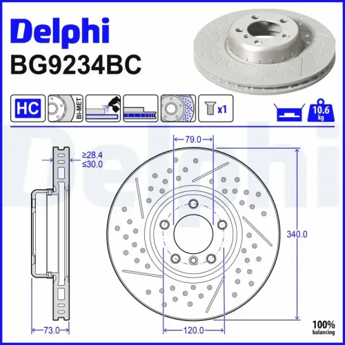 Bremsscheibe DELPHI BG9234BC Bild Bremsscheibe DELPHI BG9234BC