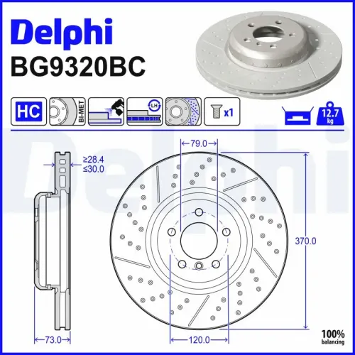 Bremsscheibe DELPHI BG9320BC Bild Bremsscheibe DELPHI BG9320BC