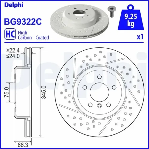 Bremsscheibe DELPHI BG9322C Bild Bremsscheibe DELPHI BG9322C
