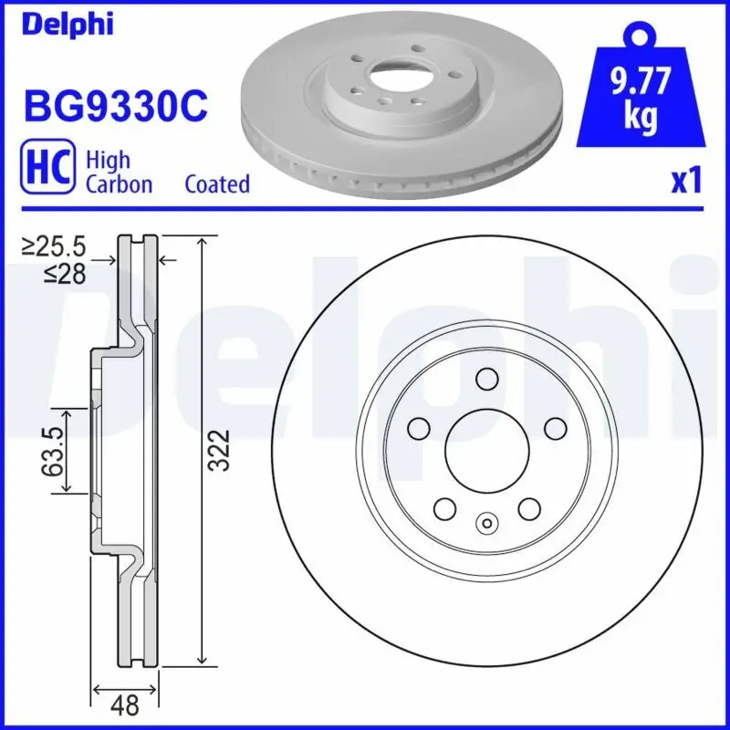 Bremsscheibe DELPHI BG9330C Bild Bremsscheibe DELPHI BG9330C