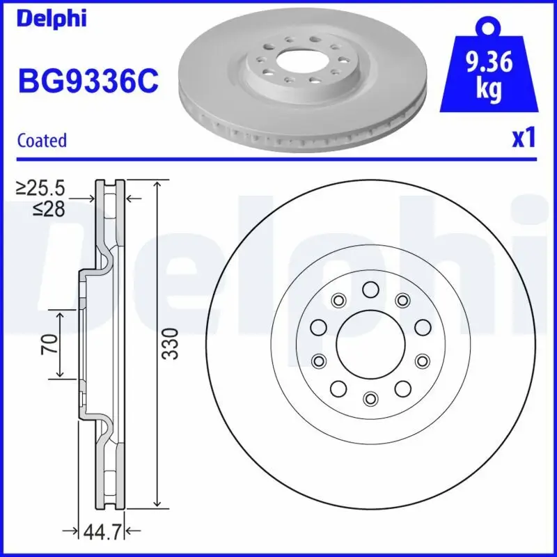 Bremsscheibe Vorderachse DELPHI BG9336C