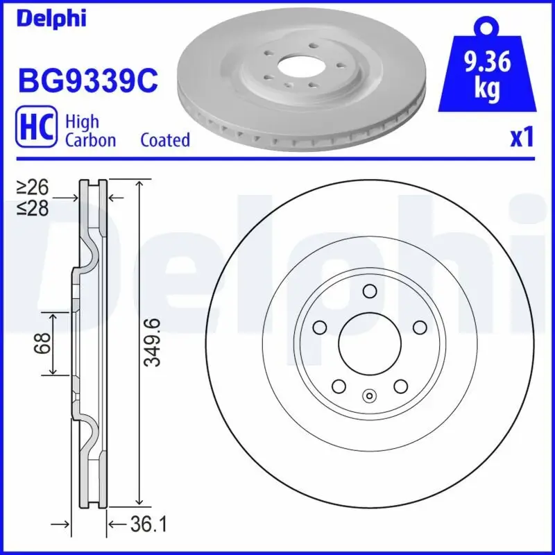 Bremsscheibe Hinterachse DELPHI BG9339C