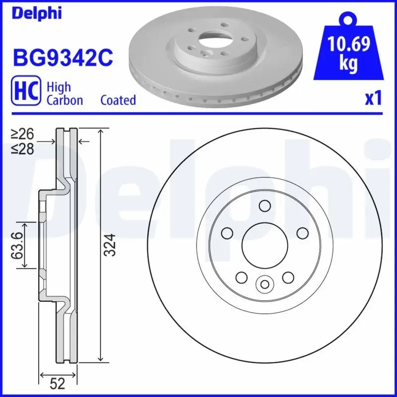 Bremsscheibe Vorderachse DELPHI BG9342C