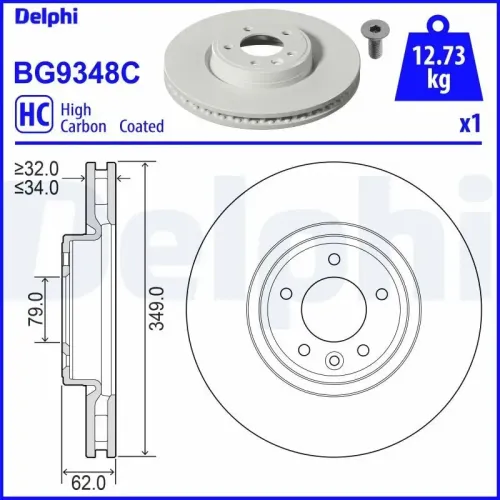 Bremsscheibe DELPHI BG9348C Bild Bremsscheibe DELPHI BG9348C